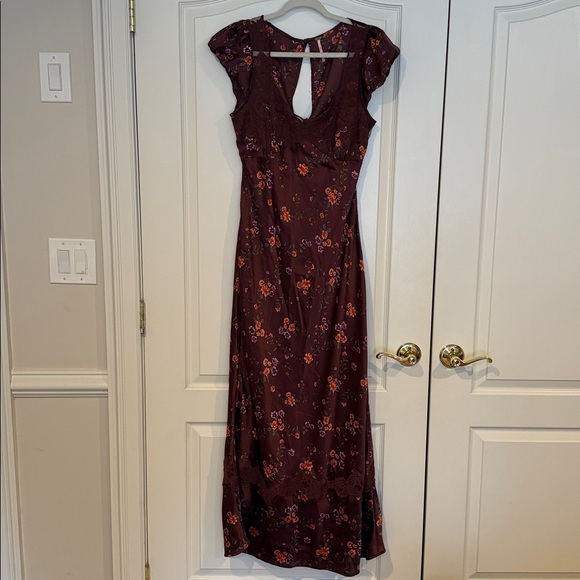 Floral Slip Dress in Deep Burgundy Free People Butterfly Babe Size Medium - Picture 4 of 10